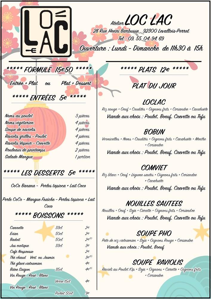 ATELIER LOC LAC - Menu Image 1